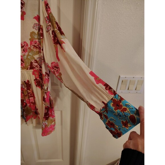 Free People Brunch A Bunch Boho Tunic Shirt in Light Combo Oversized Size XS - Picture 7 of 9